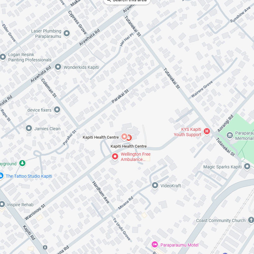 Map showing the location of Kapiti Health Centre